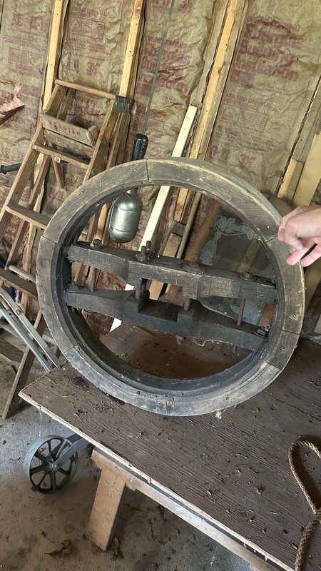 Antique Primitive wooden Belt-drive pulley Wheel