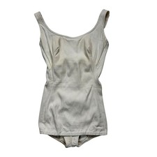 Vintage 1950s Roxanne Perfection Fit White One Piece Swimsuit 32B Size 10 Pinup