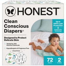 The Honest Company Comfort Dry Size 2 72 Count , Turtle Time  Pattern Play