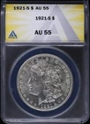 1921-S $1 Morgan Silver Dollar ANACS AU 55
