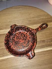 Vintage Wagner Cast Iron Frying Pan Ashtray Red Black Enamel Mottled Color