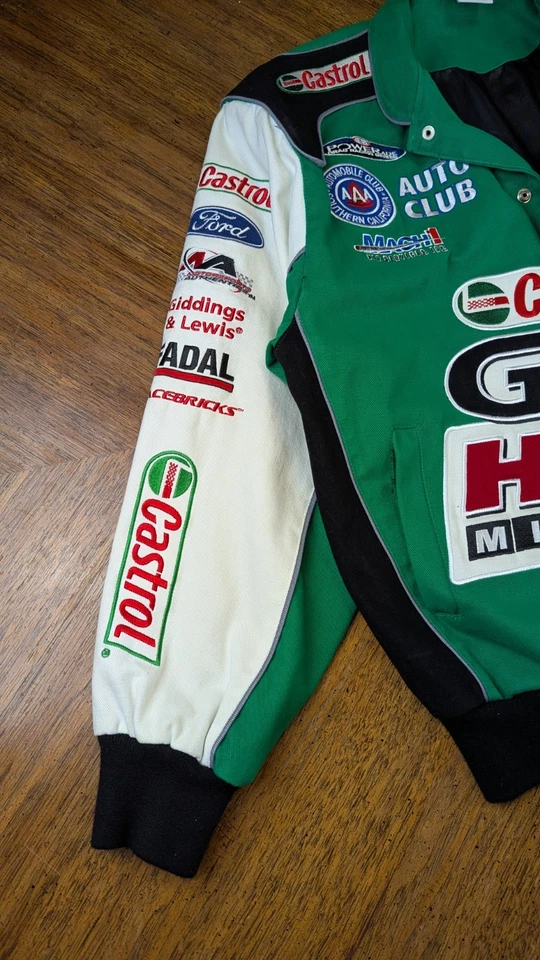 Vintage John Force GTX NASCAR Jacket + Pin Set Mens Small Castrol JH Design*READ - Image 3 of 4