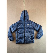 The North Face Down Jacket Boys XL 14/16 Blue Printed Reversible Puffer 600-Fill