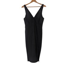 Lulus Classic Black Dress Sleek Fitted Sleeveless Pencil Iconic Moment Medium