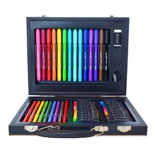 Art 101 USA 58 Piece Art Set in a Colorable Wood Carrying Case, multi, large