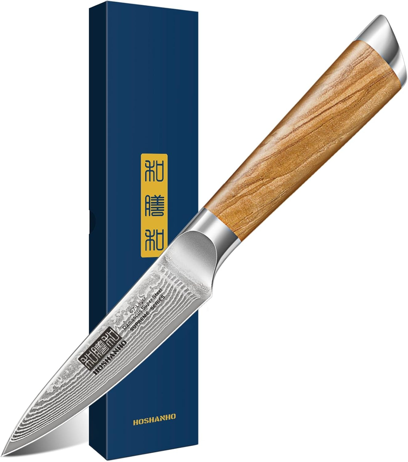 Coltello di Damasco 9.5cm per Sbucciare | Spelucchino Giapponese Professionale