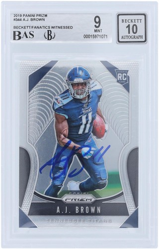 A.J. Brown Tennessee Titans Signed 2019 Panini Prizm #344 BAS 9/10 Rookie Card
