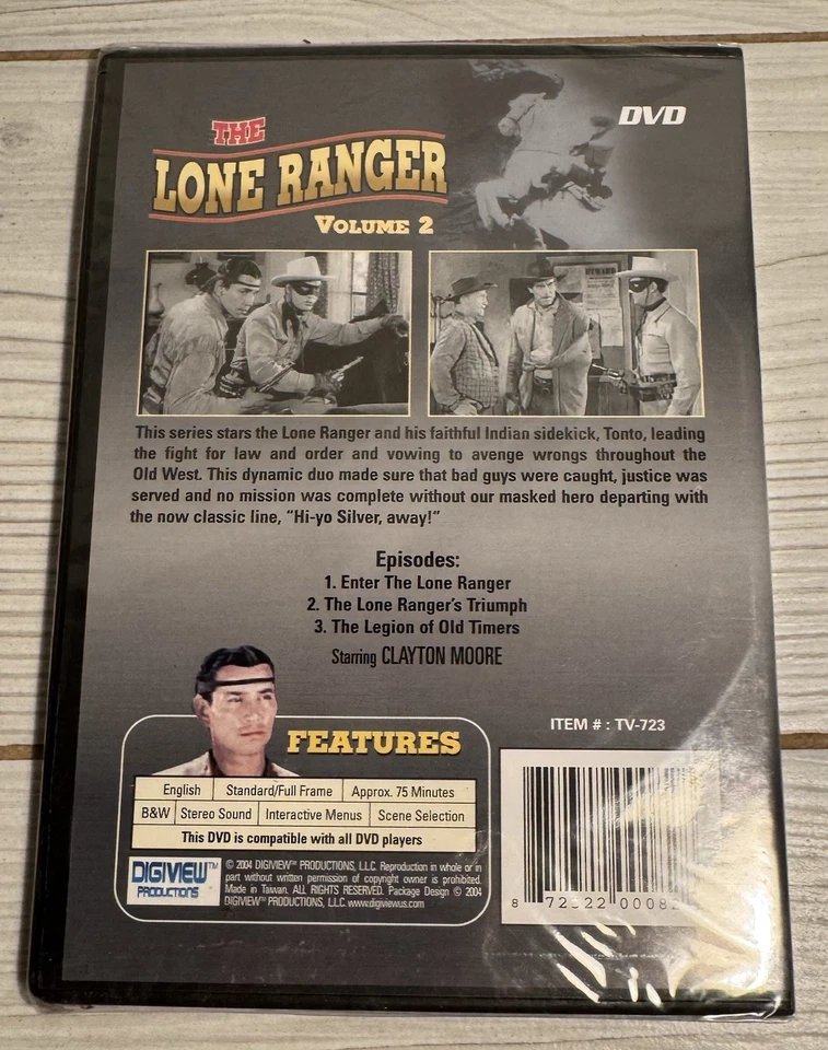 The Lone Ranger Vol. 2 Three Episodes 2004 Tonto New Sealed DVD  - Image 2 of 2