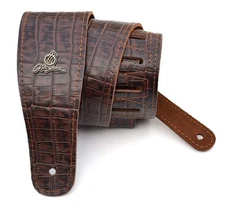 Magma Leathers 2.52" Delux Argentinean Leather Guitar Strap Crocodrile Brown