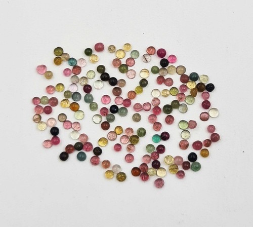 Natural Multi Tourmaline Round Cabochon Loose Gemstone Lot 100 Pcs 1.75 MM - Picture 4 of 6
