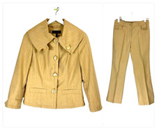 Escada Jacket And Pant 2 Pieces Womens Size 2 Mustard Yellow Stretch Twill