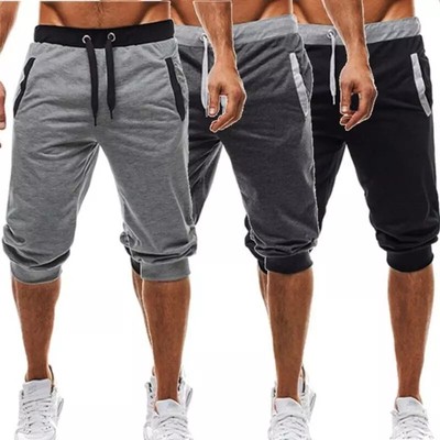 Mens Capri Jogger Sports Shorts Gym Sport Casual Harem Pants Long Trousers