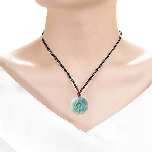 Natural Jade Pendant Blue Water Tai Chi Bagua Jade Ice Type Jade Pendant - Picture 5 of 7