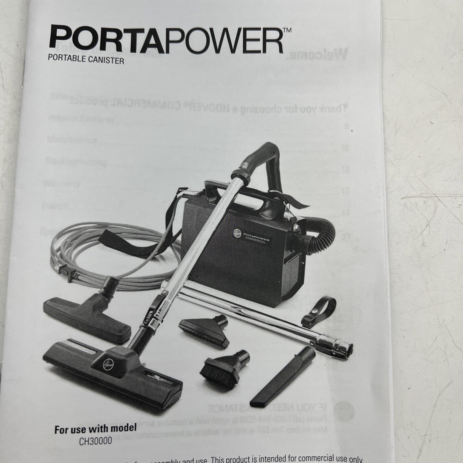 Hoover Commercial PORTAPOWER Canister Vacuum Cleaner w/Attachments