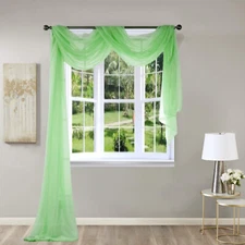 1PC ELEGANCE SHEER WINDOW SCARF VALANCE CURTAIN TOPPER SOLID COLORS 37" X 216" 