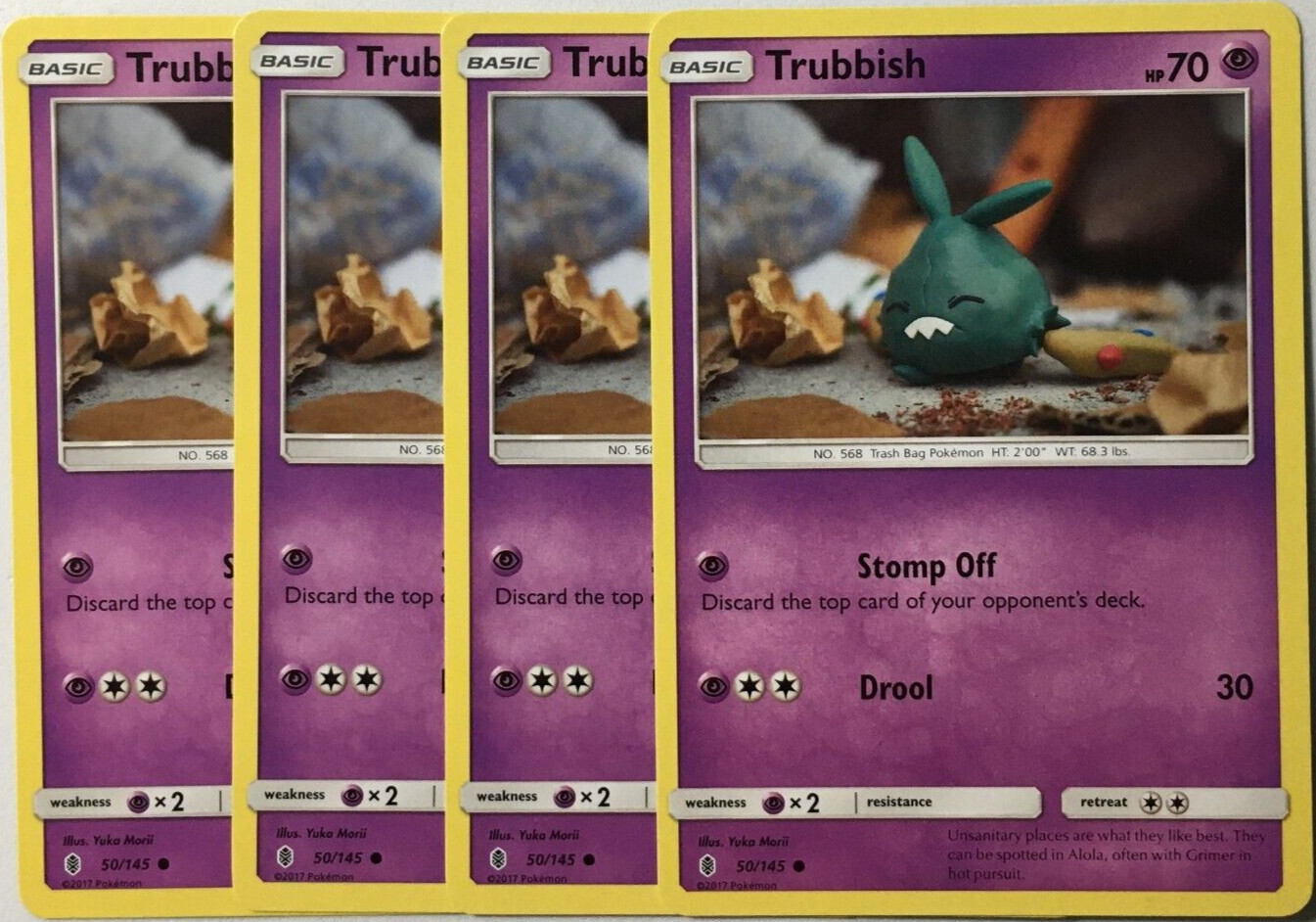 POKEMON 4X TRUBBISH 50/145 GUARDIANS RISING COMMON NEAR MINT-PLAYSET