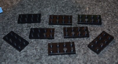 (8) 2x4 Black Standard Plate Bricks ~ Lego ~ NEW ~ Castle