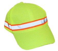Hi Vis Lime Mesh Baseball Type Cap With Contrast Tape