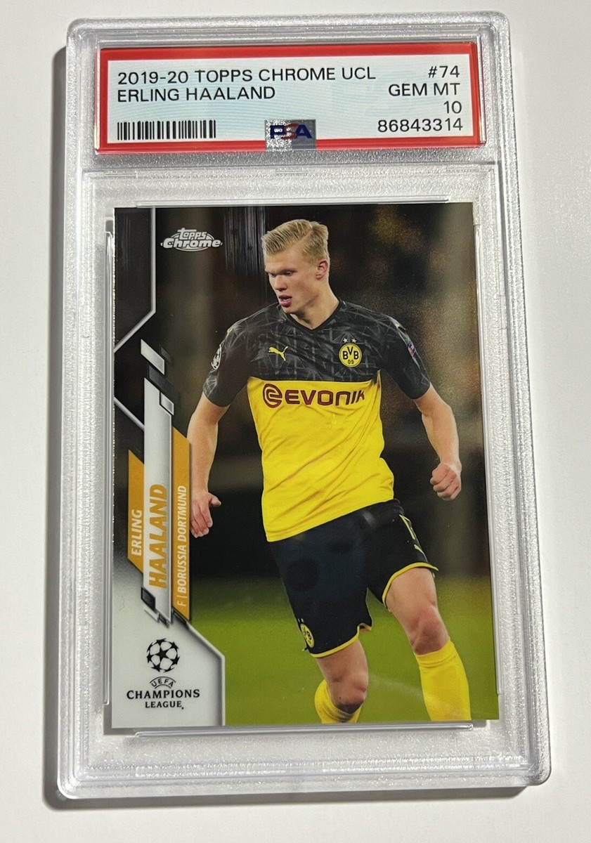 Erling Haaland Rookie Card PSA 10 Topps 2019-20 Chrome UCL Erling Haaland Rookie Card PSA 10 Topps 2019-20 Chrome UCL