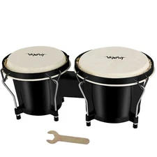 Bongo Drum Set for Kids Beginners, Natural Adult Bongos with Tuning Wrench, T...