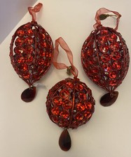 Katherine's Collection Set Of 3 Red Jeweled Ornaments New Retired