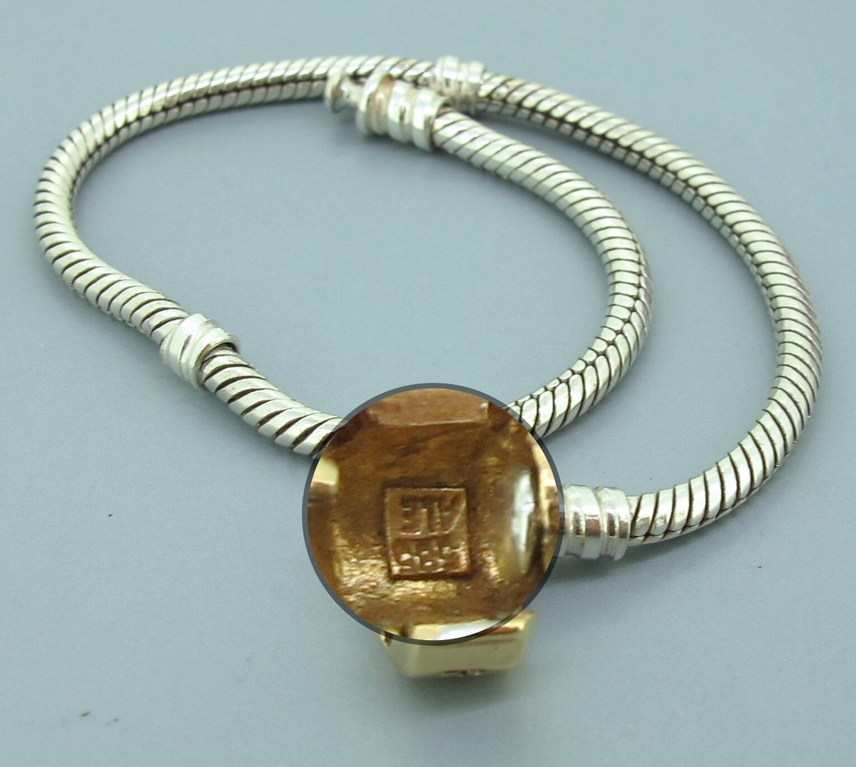 Pandora シルバー ゴールド ネックレス 585 ALE Pandora ALE 585 Sterling Silver Bracelet With 14k Gold Clasp 7.5