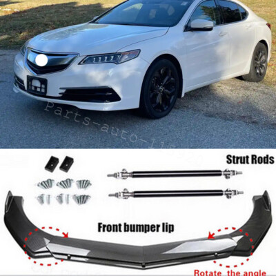 For Acura RSX ILX TSX Carbon/ Style  Front Bumper Lip Splitter + Strut Rods Kit