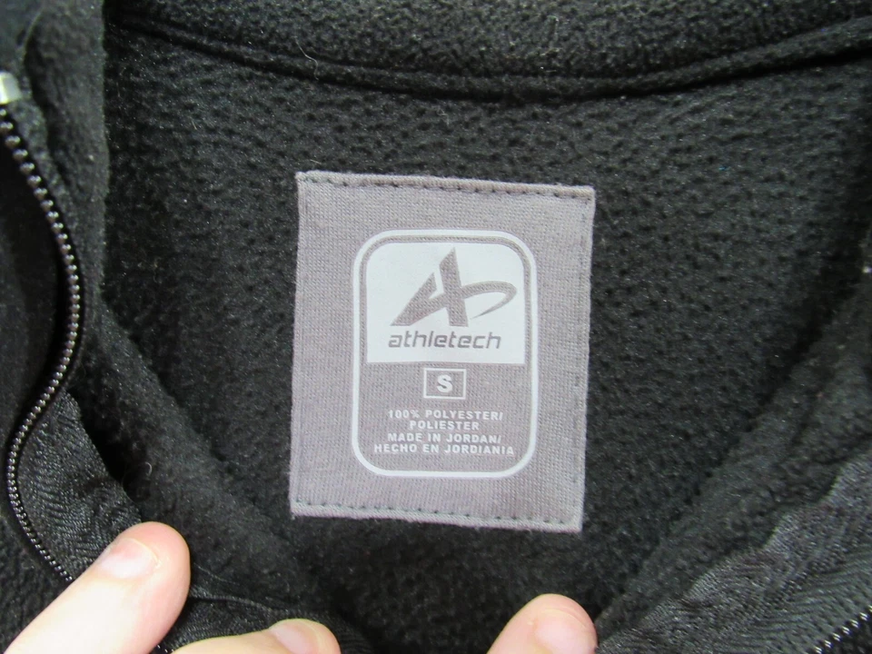 Athletech Fleece Pull Over Jacket Size S Black Gray Short Zipper Long Sleeve - Image 2 of 3