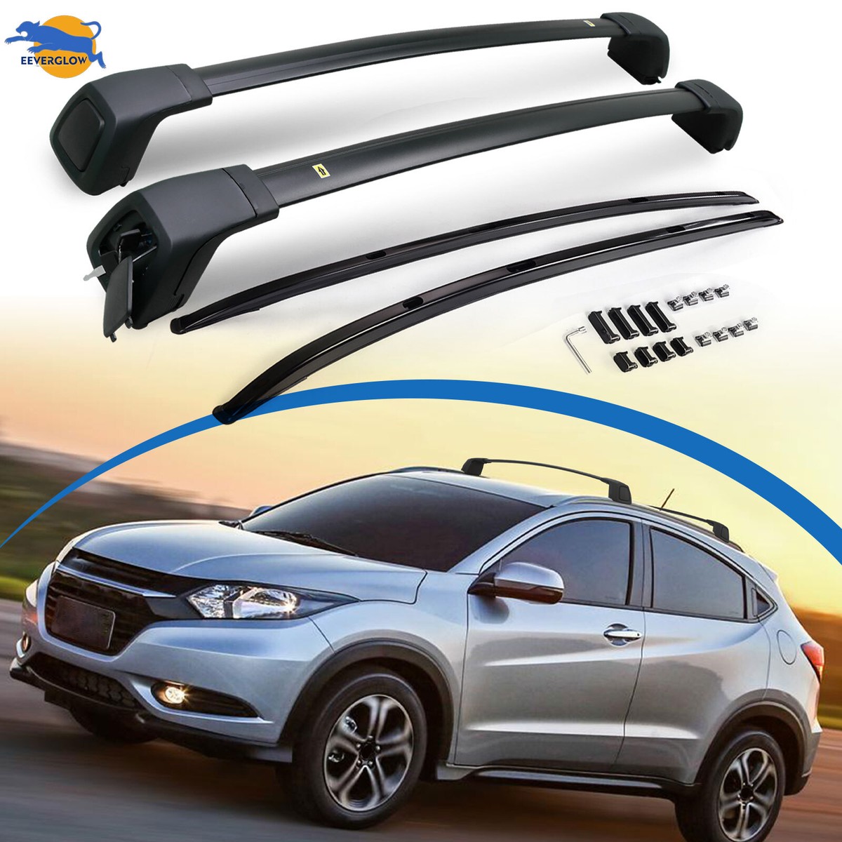 4pcs Roof Racks Side Rails For Honda HRV HR-V 2016-2022 165lbs