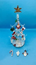 Crystal Christmas Tree 9” With 15 Ornaments LS Arts Venezia Art Glass Collection