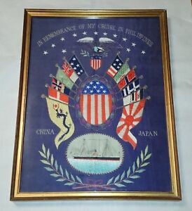 Sale Hot Antique 1900 Silk Embroidered Souvenir My Cruise To The Philippines Japan China Us Shop Sale Asbm Com Br