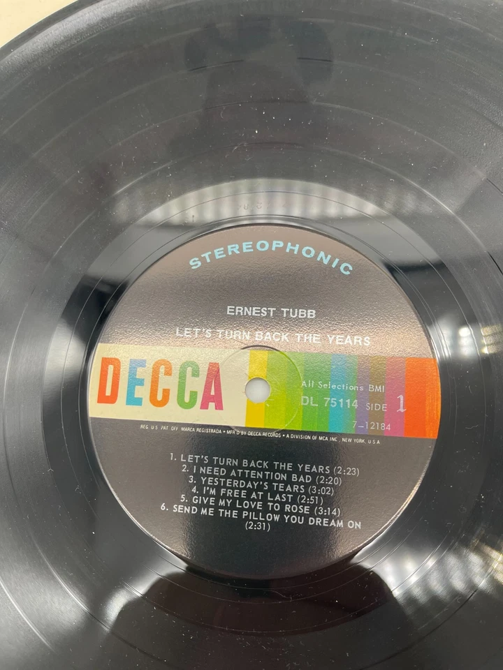 Ernest Tubb Let's Turn Back The Years LP DL75114 Decca 1969 Country Vinyl LP - Image 3 of 4