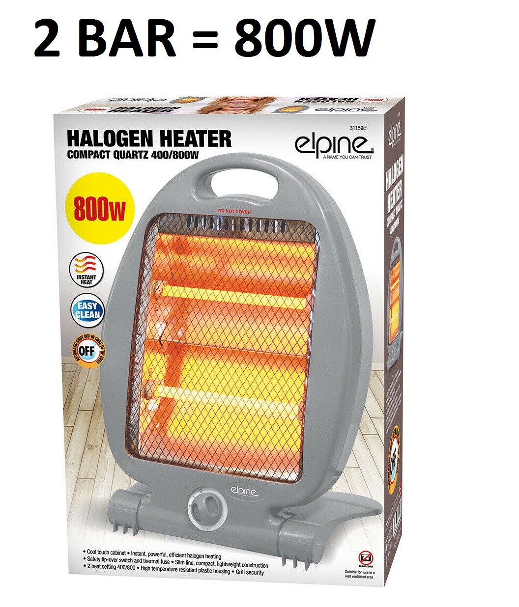 HALOGEN ELECTRIC HEATER 400W 800W PORTABLE INSTANT HEAT FREE STANDING  QUARTZ | eBay