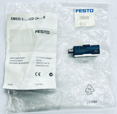FESTO SMEO-1-S-LED-24-B PROXIMITY SENSOR 3-PIN QUICK CONNECT 150848