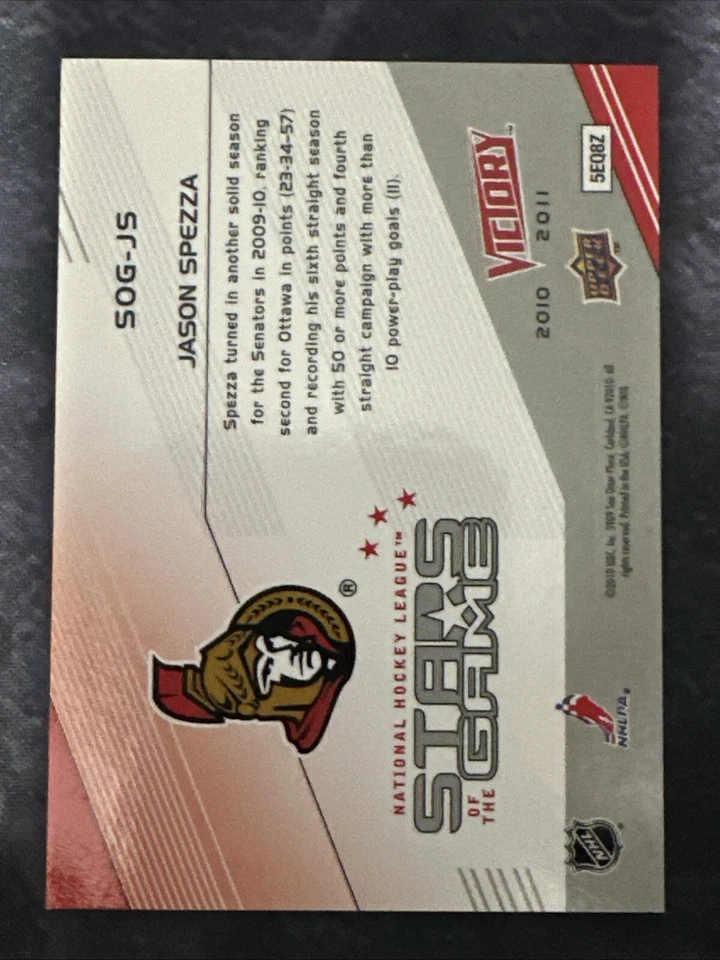 2010-11 Upper Deck Victory Stars Of The Game SOG-JS Jason Spezza Ottawa Senators - Image 2 of 2