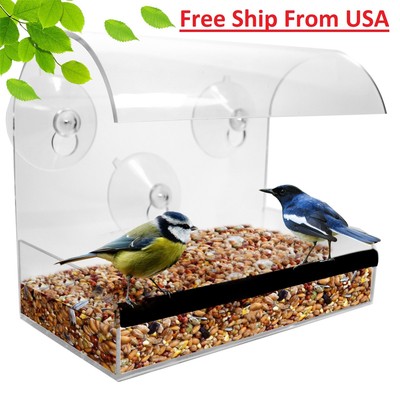 Clear Window Bird Feeder Feeding Squirrel Birdhouse With Suction