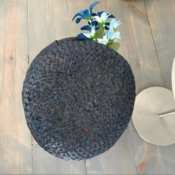 Vintage Blue Straw Hat Floral Accent Union Made | eBay display picture 3