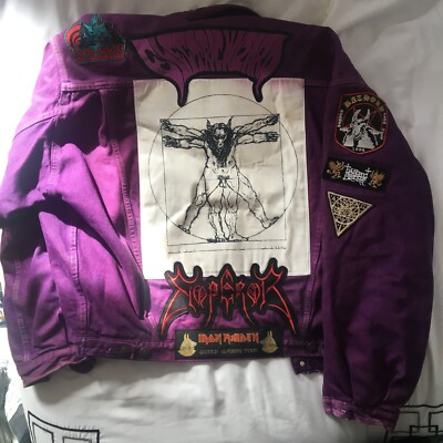 Purple-dye Levi Strauss Battle Jacket Metal Patches Doom Comic