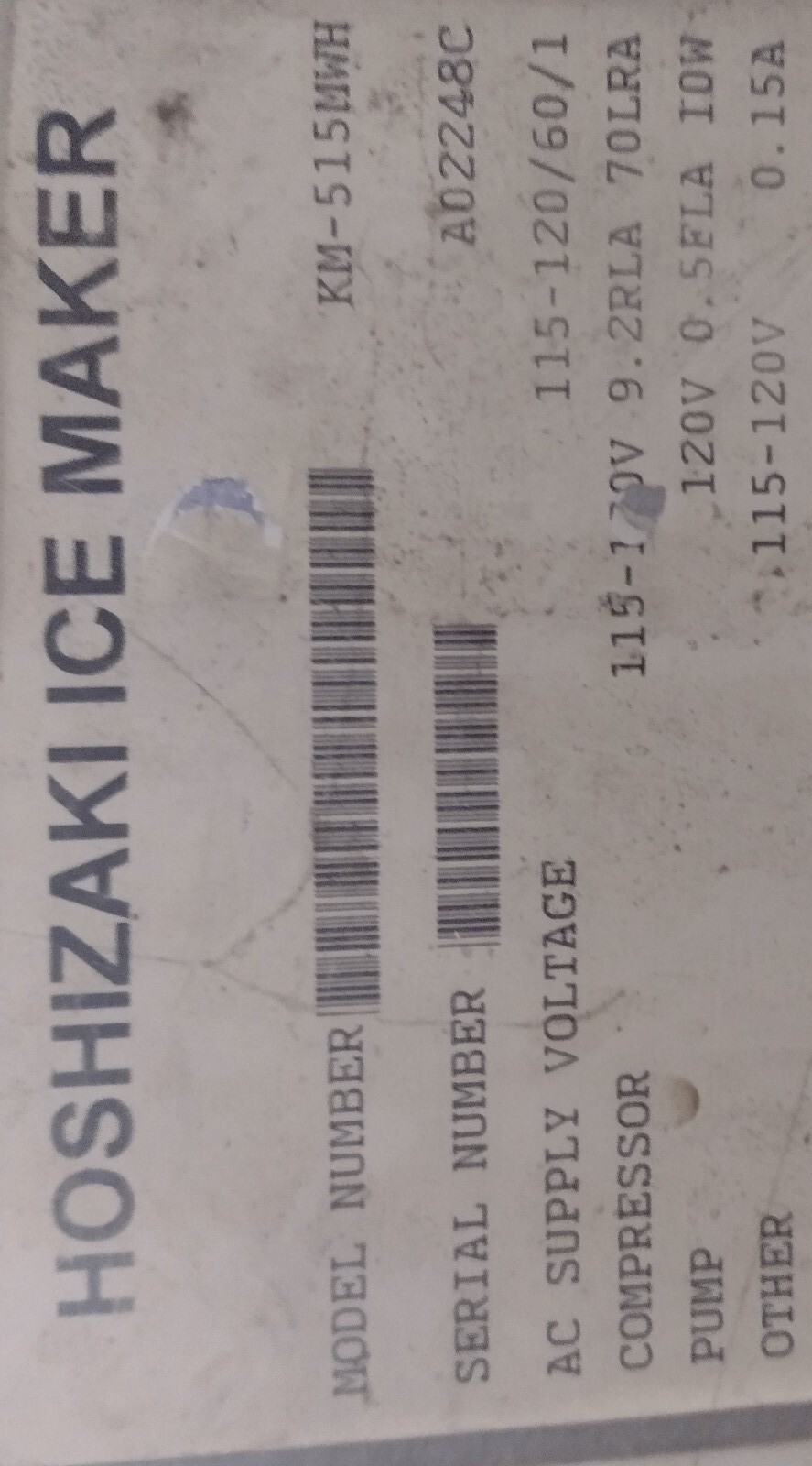 KM515MWH 3A732101 OEM Water cooled condenser of Hoshizaki Ice Machine eBay