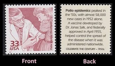 US 3187a Celebrate the Century 1950s Polio Vaccine 33c single MNH 1999