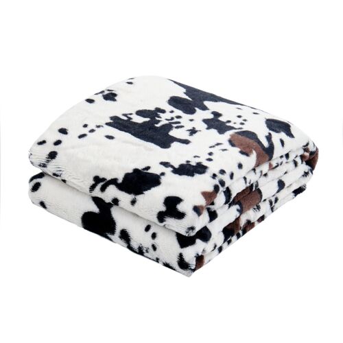 Cow Print Faux Fur Throw Blanket Double-Sided - Warm Fluffy Blanket Farmhouse - Picture 65 of 78