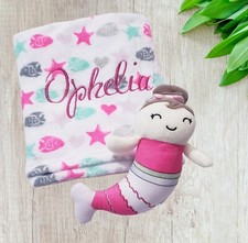Personalized Mermaid Doll Baby Blanket 30x40 - Baby Shower Gift