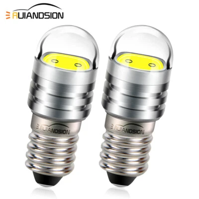 RUIANDSION 6000K/ 4300K E10 COB LED Lampe de vélo Base à vis Ampoule de la torche 3V/6V/12V