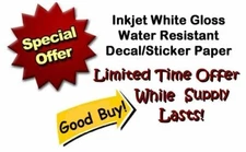 GREAT BUY - INKJET Glossy White Water Resistant Photo Sticker Paper - FREE SHIP!