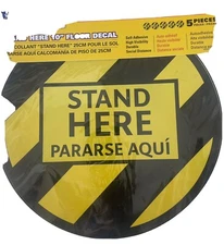 CH Hanson 15092 Stand Here Floor Decal, Yellow 5 Decals SEALED (D)