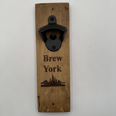 Cast iron bottle opener wall mount Brew York Beer Wine Cask Stave