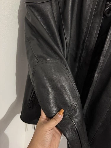 River Road Men's 44 Black Leather Motorcycle Biker Jacket Quilted Lined Lace Up image 7
