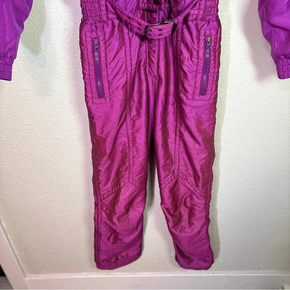 Vintage 80s Kaelin Solar One Piece Ski Suit Women’s M Metallic Belted Hong Kong - Image 3 of 4