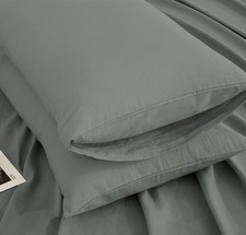 100 Linen Bed Pillow Cases Queen Size 25.98" 20.08" - Set of 2 Linen Standard
