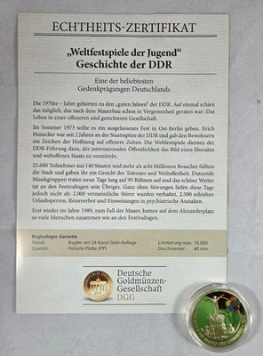 Medaille - Weltfestspiele der Jugend - Vergoldet, DGG - Bild 1 von 4